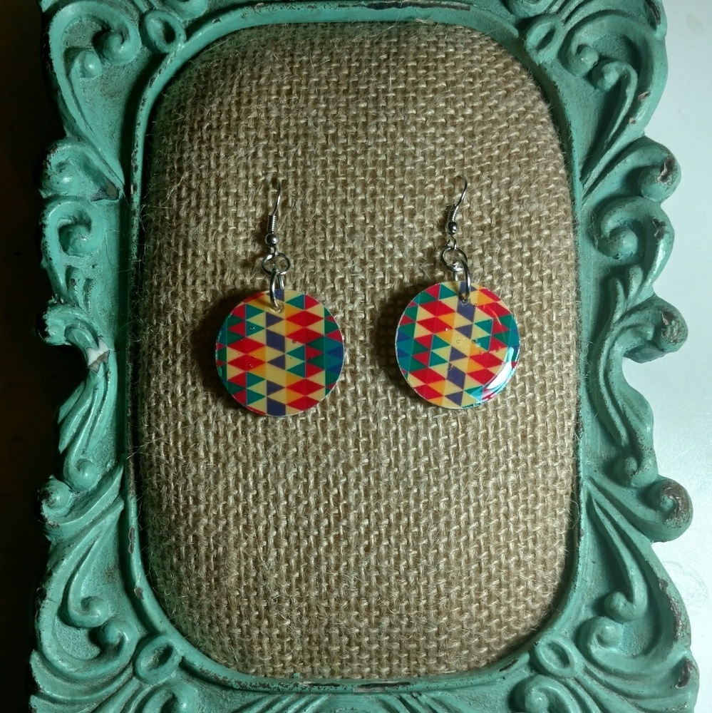 Geometric Earrings- Handmade - Picture 3 of 4